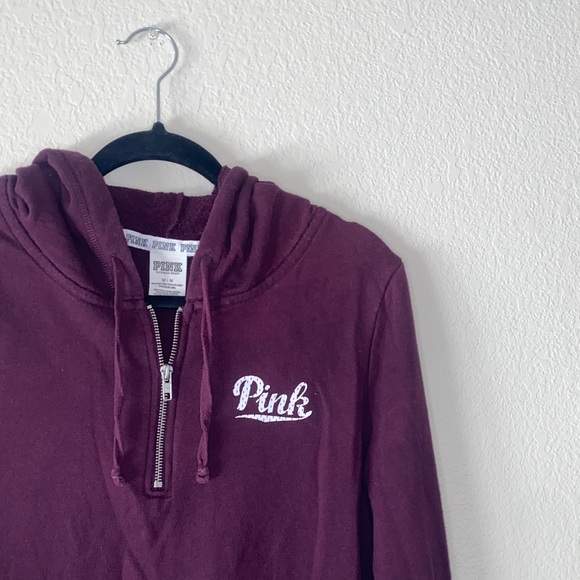 PINK Victoria's Secret Tops - 🎈PINK Victoria’s Secret Maroon Half-Zip Pullover with hood!